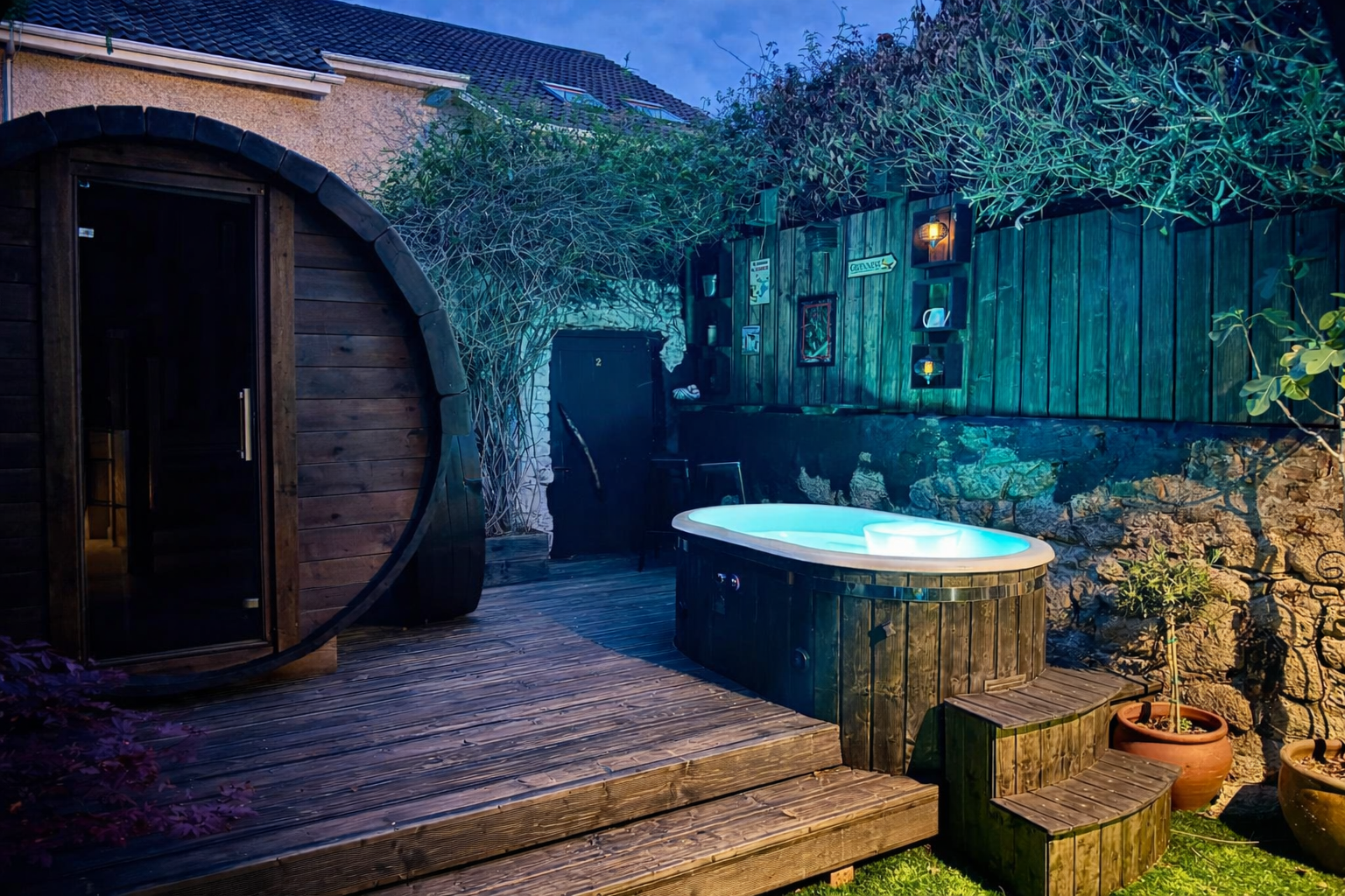 Sauna interior with warm wooden finish